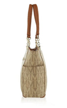 Elegant Signature Designer Look Tote Purse Tan and Beige