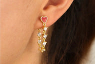 Sterling Silver Gold Tone Heart Ladies Earrings